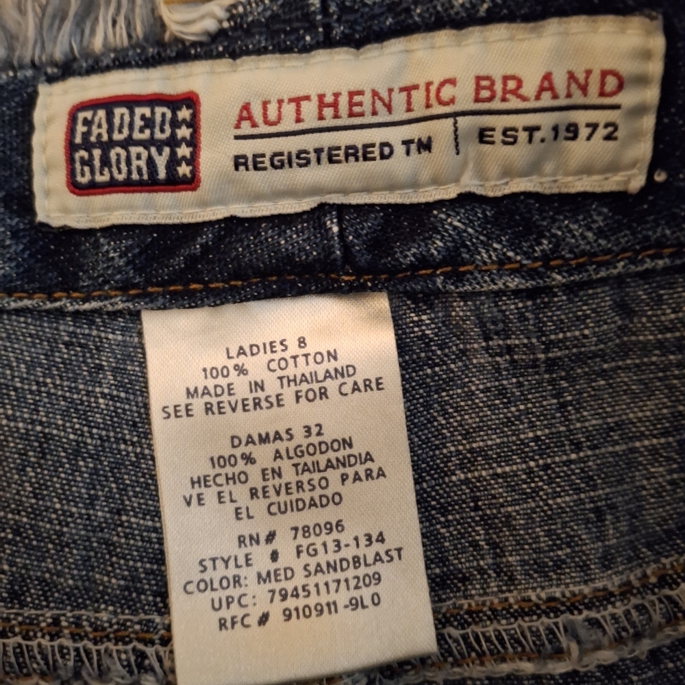 Faded Glory Women's Denim Blue Distressed A-line Mini Skirt - Picture 4 of 5